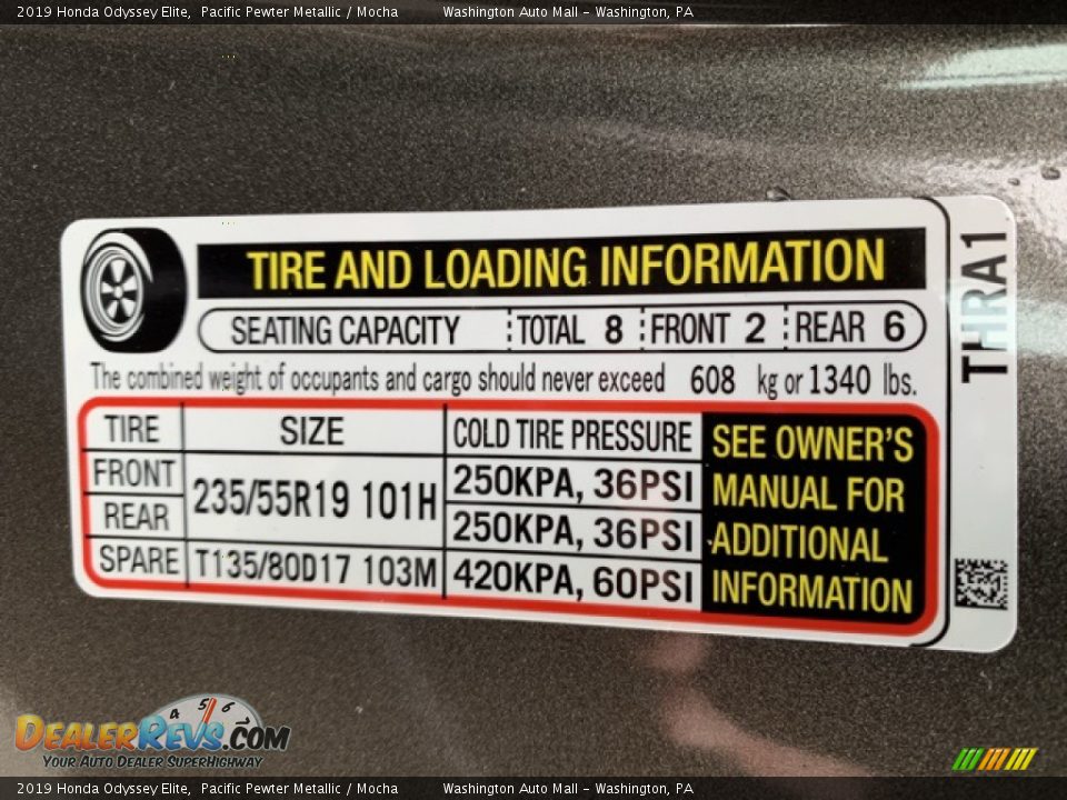 2019 Honda Odyssey Elite Pacific Pewter Metallic / Mocha Photo #8