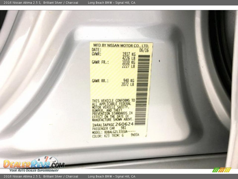 2016 Nissan Altima 2.5 S Brilliant Silver / Charcoal Photo #19