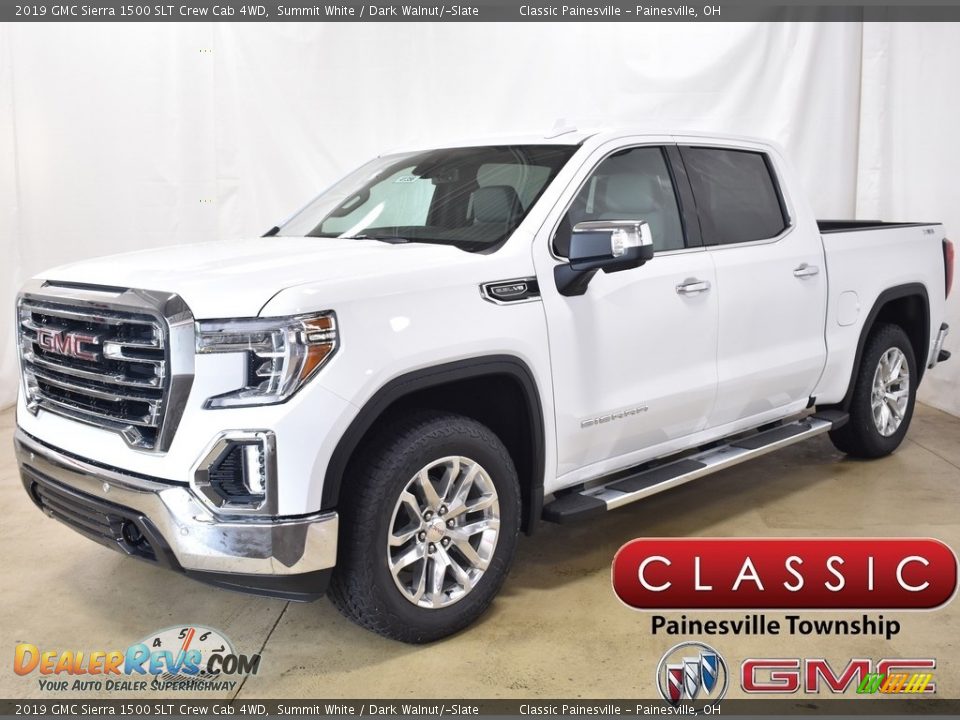 2019 GMC Sierra 1500 SLT Crew Cab 4WD Summit White / Dark Walnut/­Slate Photo #1