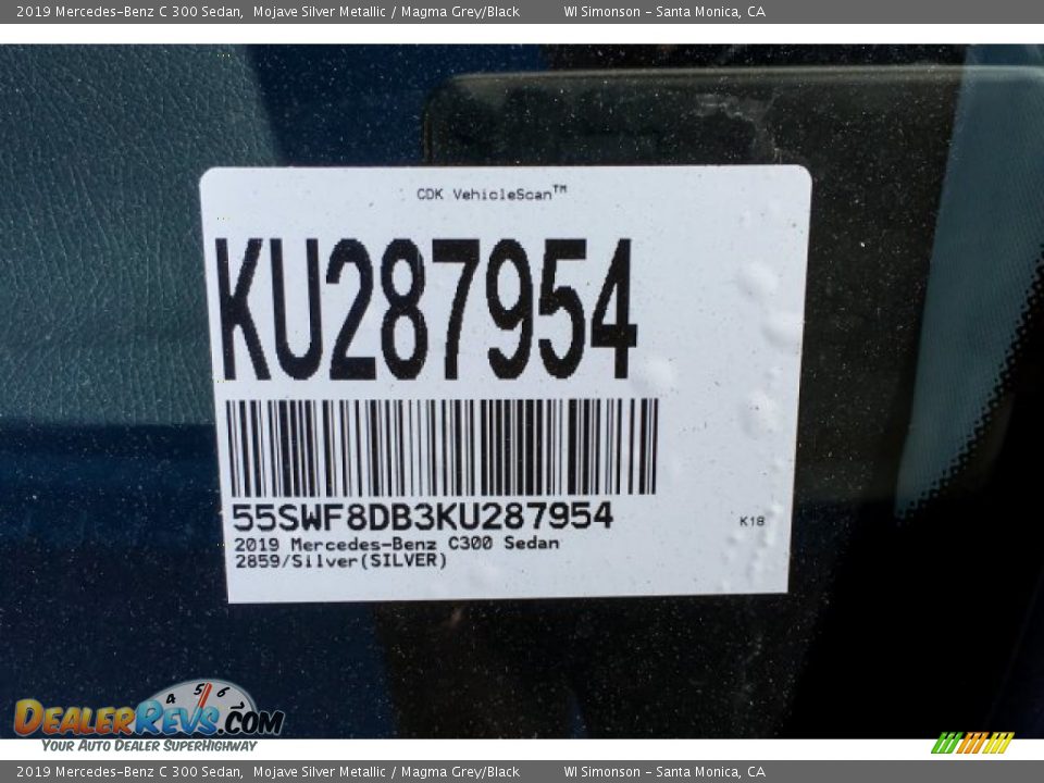 2019 Mercedes-Benz C 300 Sedan Mojave Silver Metallic / Magma Grey/Black Photo #11