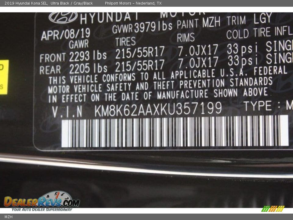 Hyundai Color Code MZH Ultra Black