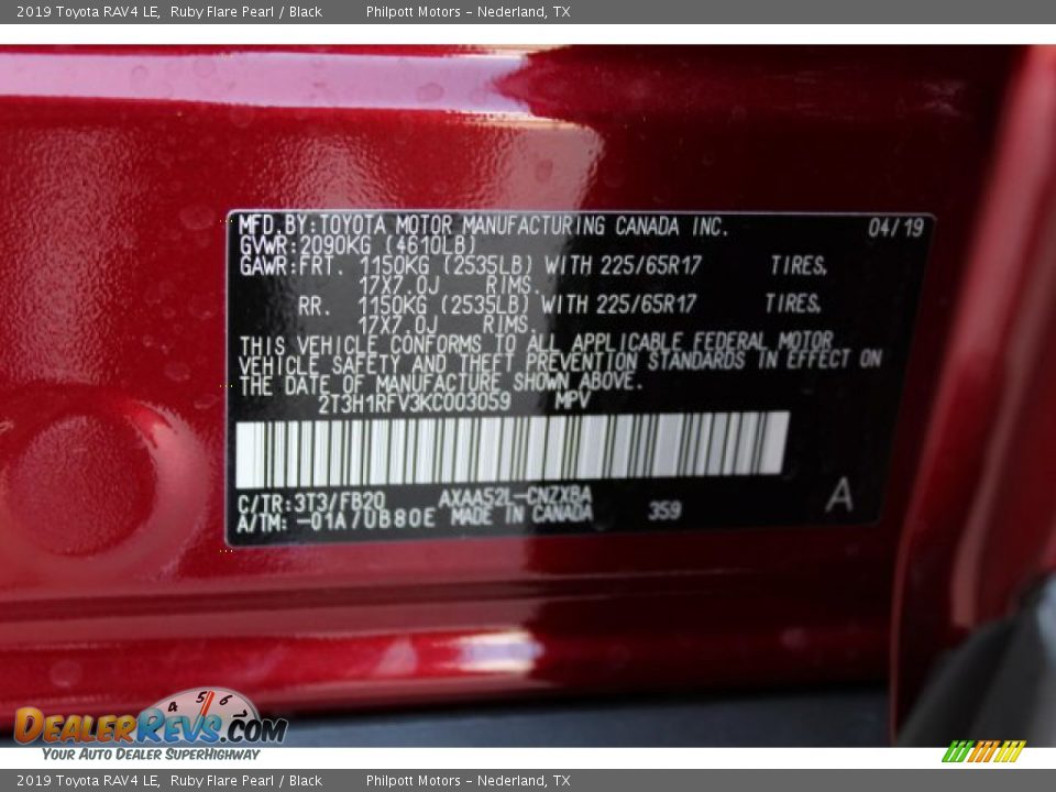 2019 Toyota RAV4 LE Ruby Flare Pearl / Black Photo #23