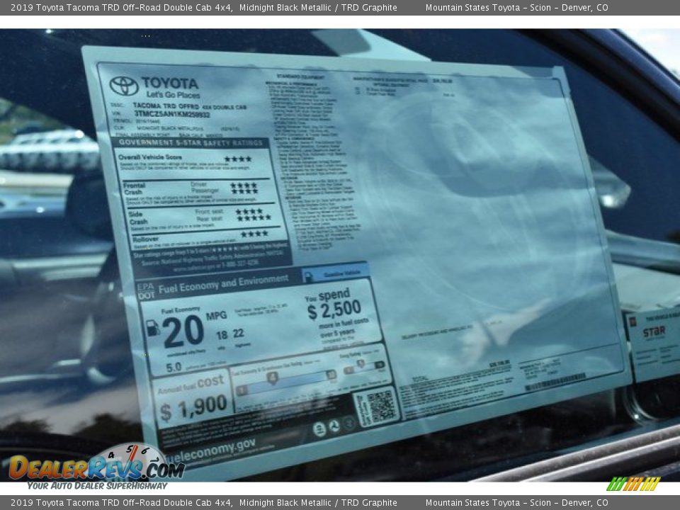 2019 Toyota Tacoma TRD Off-Road Double Cab 4x4 Midnight Black Metallic / TRD Graphite Photo #10