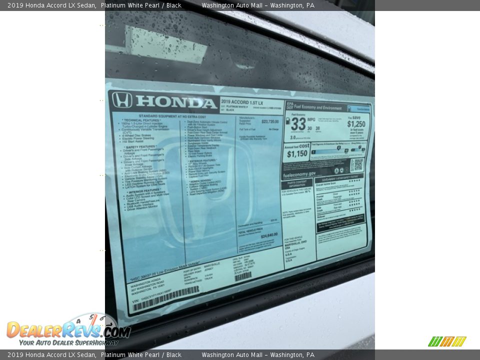 2019 Honda Accord LX Sedan Platinum White Pearl / Black Photo #15