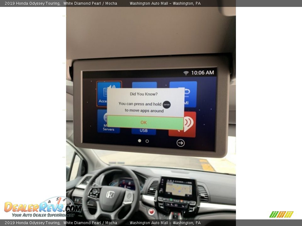 2019 Honda Odyssey Touring White Diamond Pearl / Mocha Photo #31