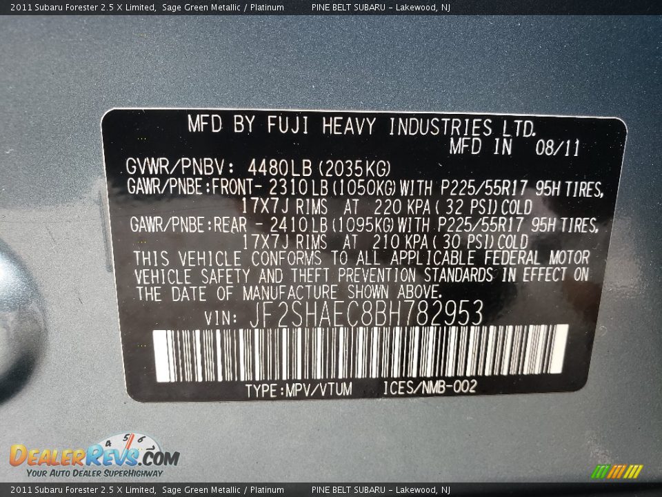 2011 Subaru Forester 2.5 X Limited Sage Green Metallic / Platinum Photo #26
