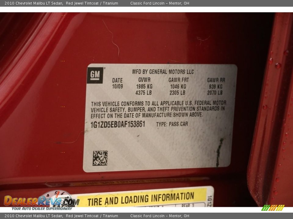 2010 Chevrolet Malibu LT Sedan Red Jewel Tintcoat / Titanium Photo #17