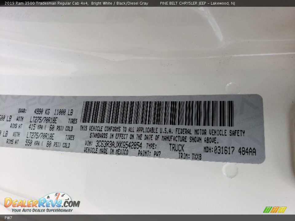 Ram Color Code PW7 Bright White