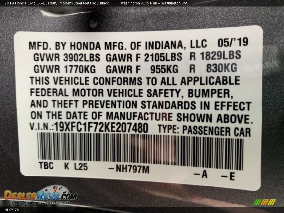 Honda Color Code NH797M Modern Steel Metallic
