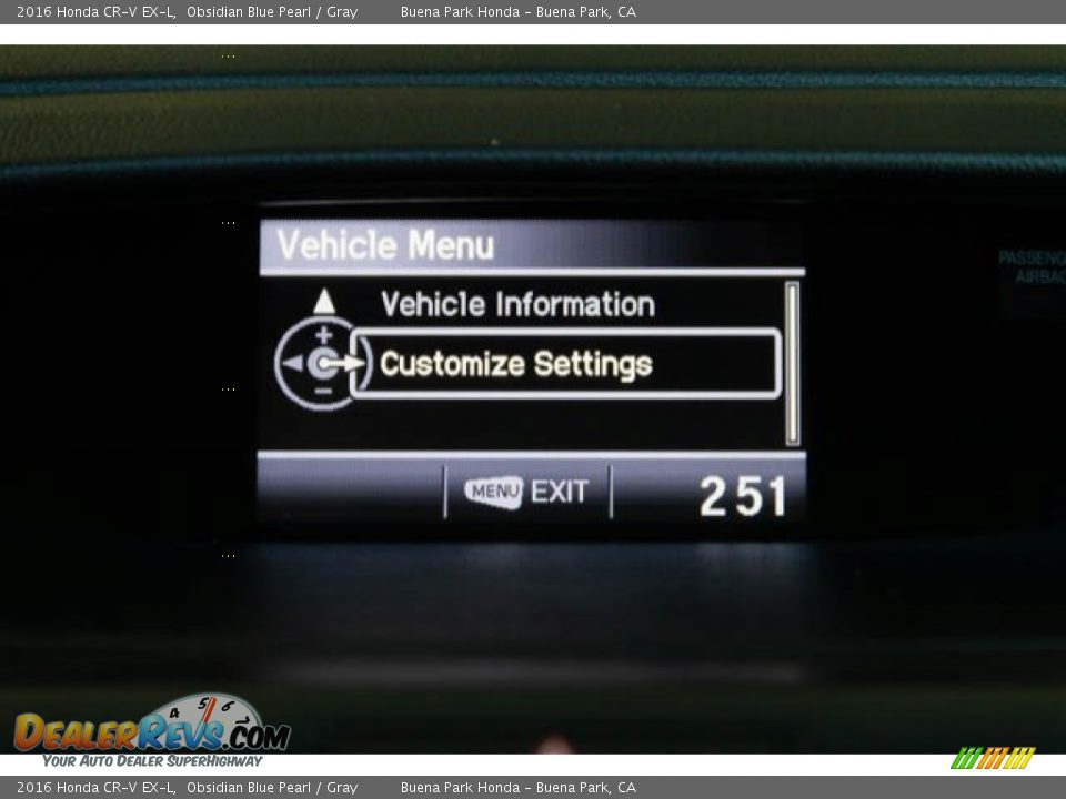 2016 Honda CR-V EX-L Obsidian Blue Pearl / Gray Photo #22