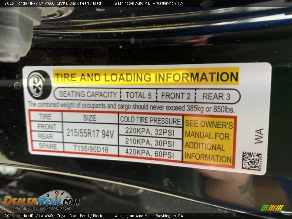 2019 Honda HR-V LX AWD Crystal Black Pearl / Black Photo #8