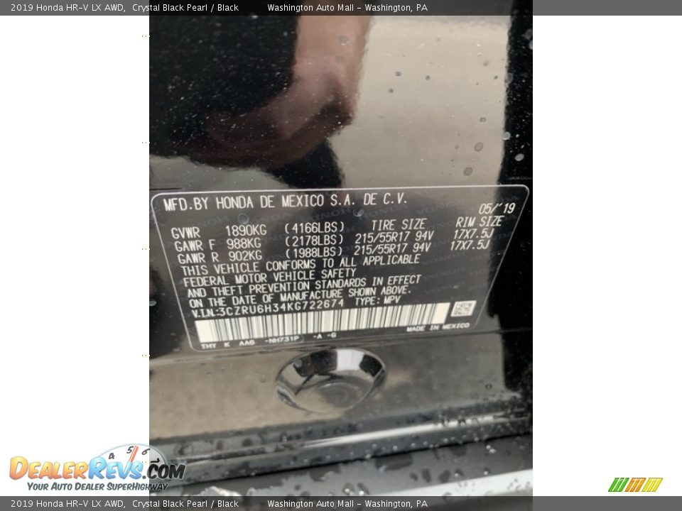 2019 Honda HR-V LX AWD Crystal Black Pearl / Black Photo #9