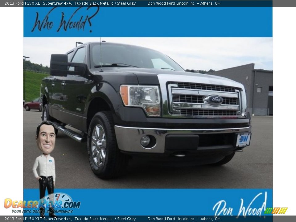 2013 Ford F150 XLT SuperCrew 4x4 Tuxedo Black Metallic / Steel Gray Photo #1