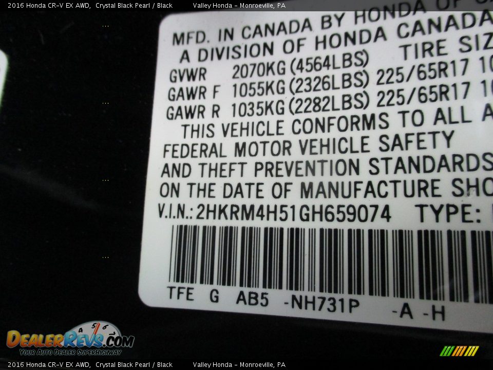 2016 Honda CR-V EX AWD Crystal Black Pearl / Black Photo #19