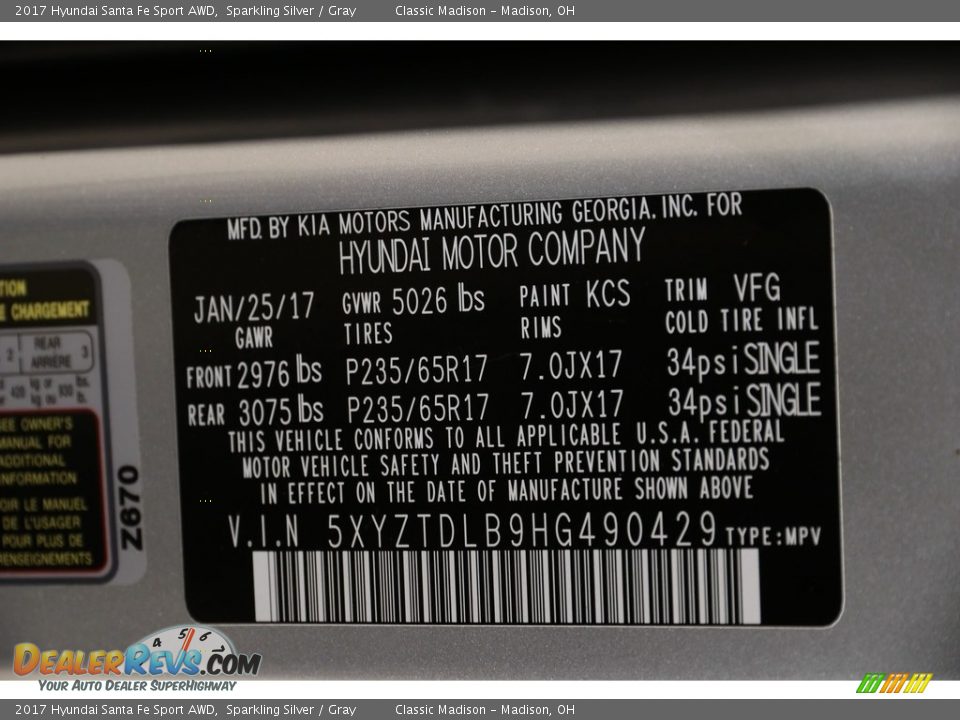 2017 Hyundai Santa Fe Sport AWD Sparkling Silver / Gray Photo #22