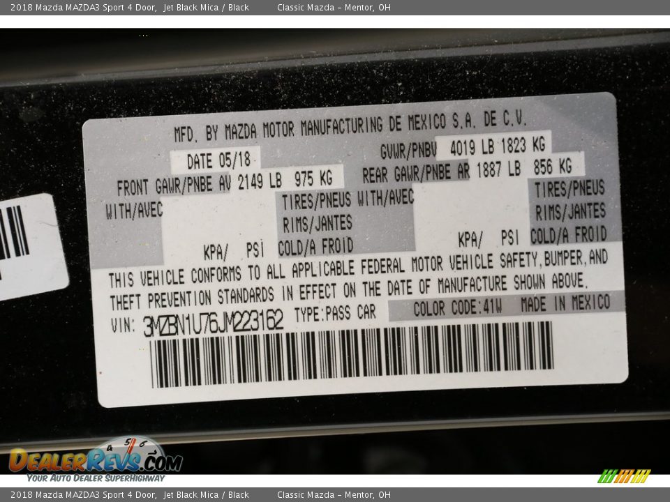 2018 Mazda MAZDA3 Sport 4 Door Jet Black Mica / Black Photo #20