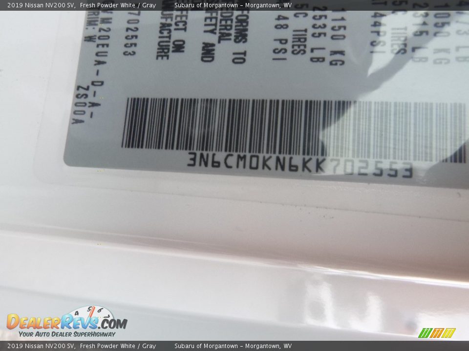 2019 Nissan NV200 SV Fresh Powder White / Gray Photo #15