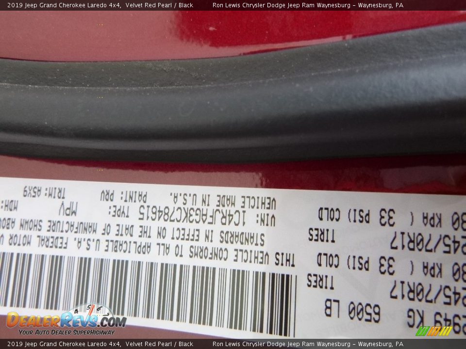 2019 Jeep Grand Cherokee Laredo 4x4 Velvet Red Pearl / Black Photo #11