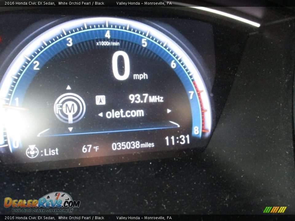 2016 Honda Civic EX Sedan White Orchid Pearl / Black Photo #20