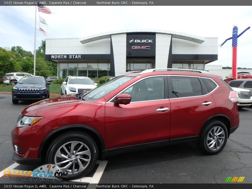 2015 Nissan Rogue SL AWD Cayenne Red / Charcoal Photo #1