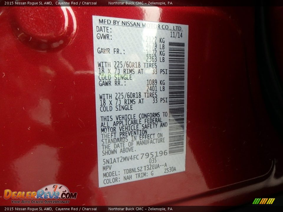 2015 Nissan Rogue SL AWD Cayenne Red / Charcoal Photo #21