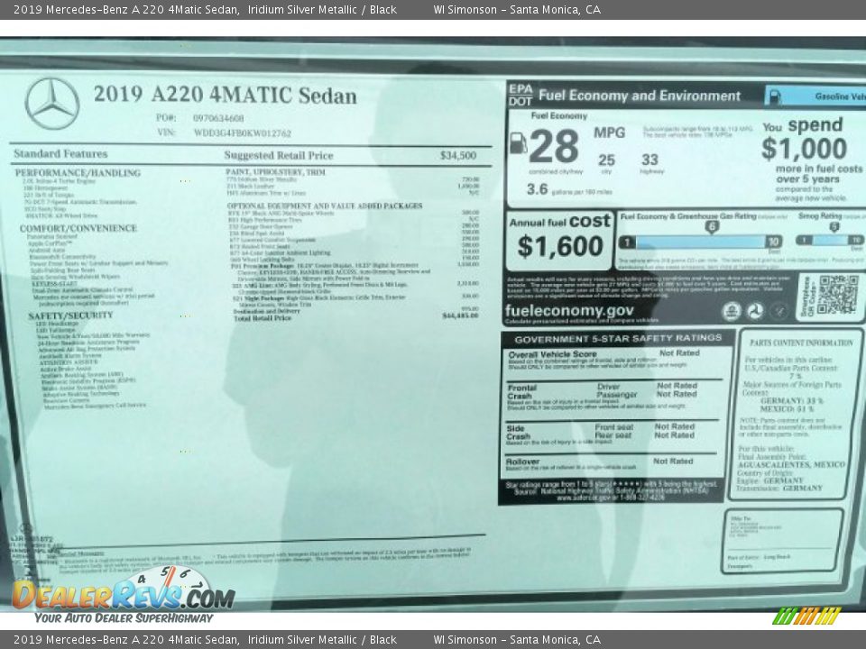2019 Mercedes-Benz A 220 4Matic Sedan Iridium Silver Metallic / Black Photo #10