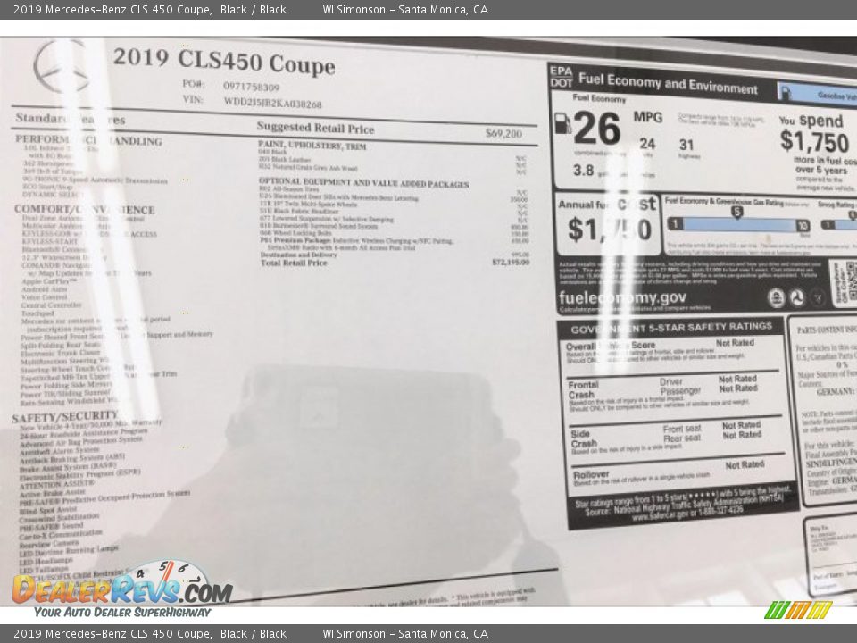 2019 Mercedes-Benz CLS 450 Coupe Window Sticker Photo #10