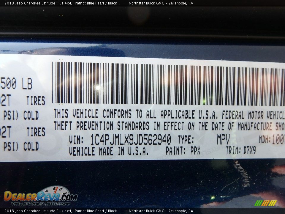 2018 Jeep Cherokee Latitude Plus 4x4 Patriot Blue Pearl / Black Photo #20