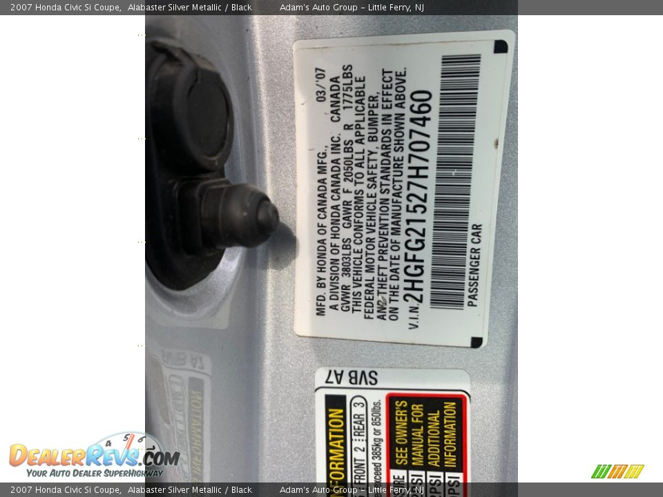 2007 Honda Civic Si Coupe Alabaster Silver Metallic / Black Photo #17