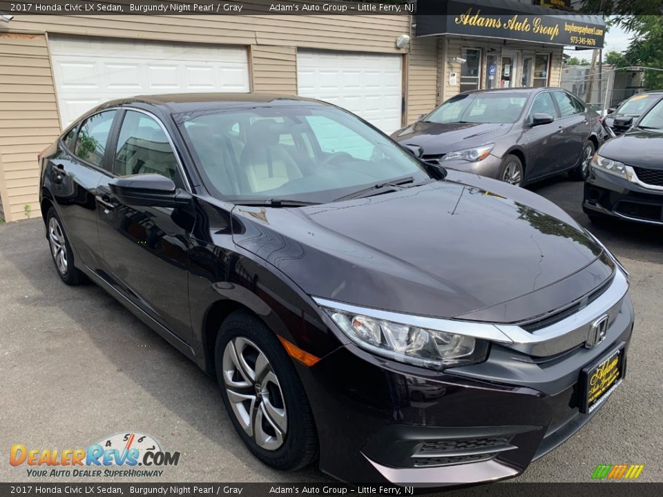 2017 Honda Civic LX Sedan Burgundy Night Pearl / Gray Photo #3