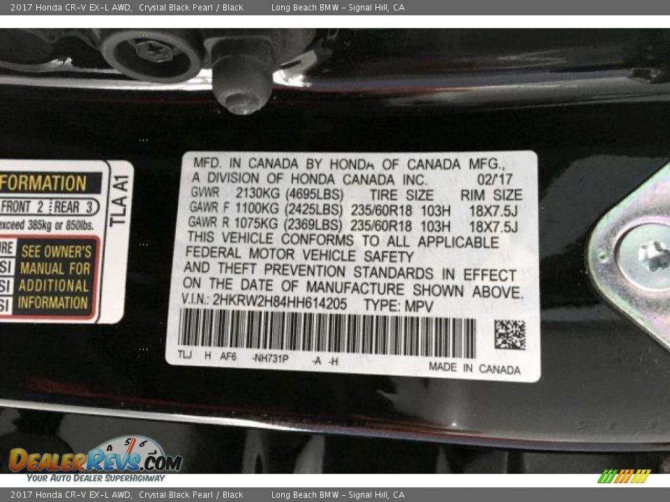 2017 Honda CR-V EX-L AWD Crystal Black Pearl / Black Photo #19