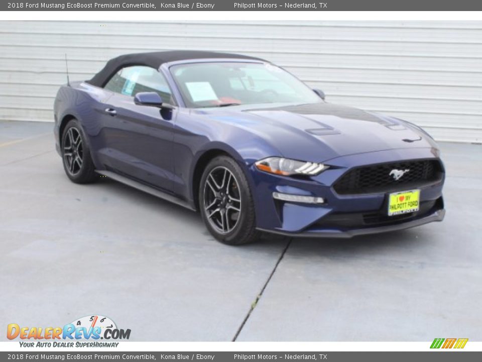 2018 Ford Mustang EcoBoost Premium Convertible Kona Blue / Ebony Photo #2