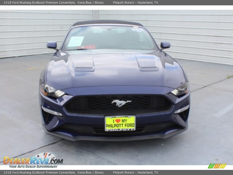 2018 Ford Mustang EcoBoost Premium Convertible Kona Blue / Ebony Photo #3