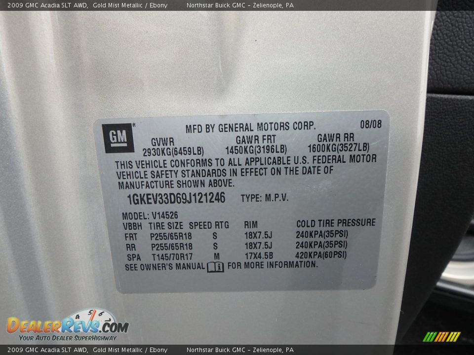 2009 GMC Acadia SLT AWD Gold Mist Metallic / Ebony Photo #22