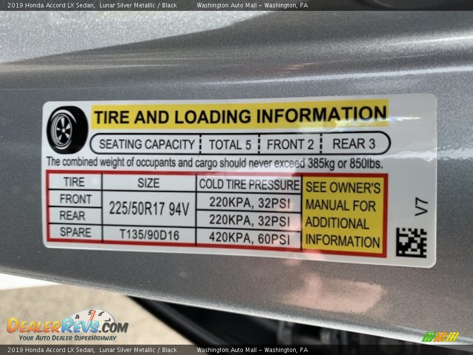 2019 Honda Accord LX Sedan Lunar Silver Metallic / Black Photo #8