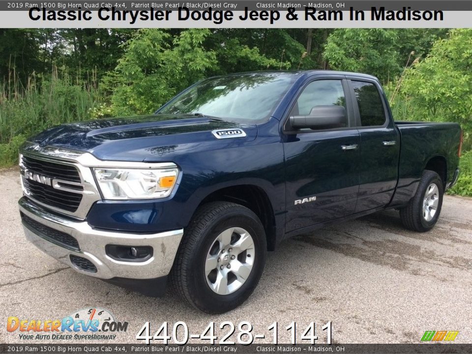 2019 Ram 1500 Big Horn Quad Cab 4x4 Patriot Blue Pearl / Black/Diesel Gray Photo #1