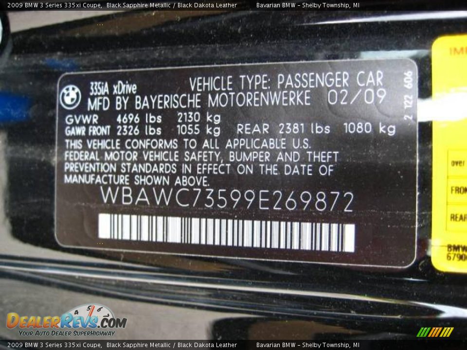 2009 BMW 3 Series 335xi Coupe Black Sapphire Metallic / Black Dakota Leather Photo #10