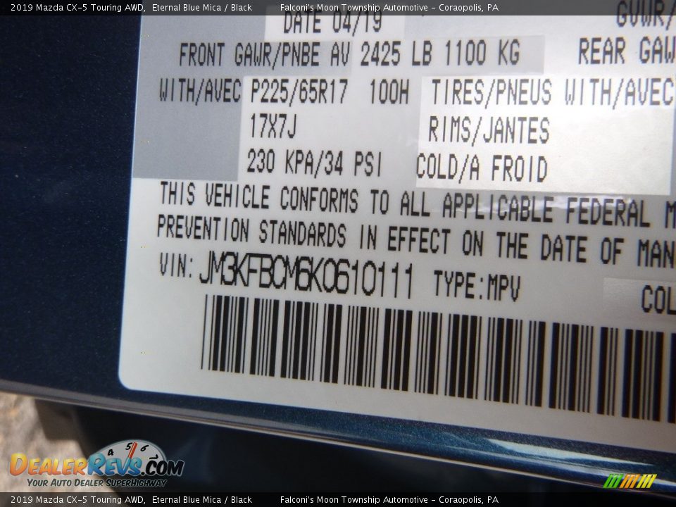 2019 Mazda CX-5 Touring AWD Eternal Blue Mica / Black Photo #13