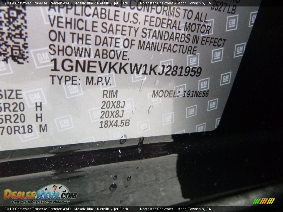 2019 Chevrolet Traverse Premier AWD Mosaic Black Metallic / Jet Black Photo #15