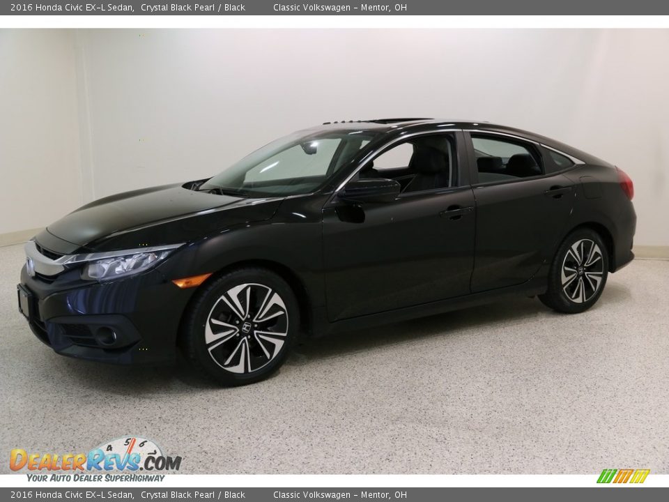 2016 Honda Civic EX-L Sedan Crystal Black Pearl / Black Photo #3