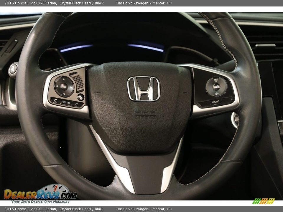 2016 Honda Civic EX-L Sedan Crystal Black Pearl / Black Photo #7