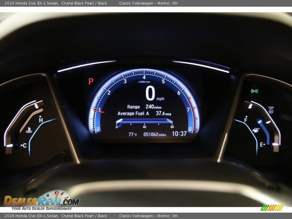 2016 Honda Civic EX-L Sedan Crystal Black Pearl / Black Photo #8