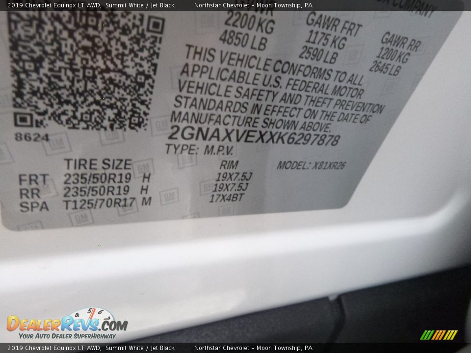 2019 Chevrolet Equinox LT AWD Summit White / Jet Black Photo #14