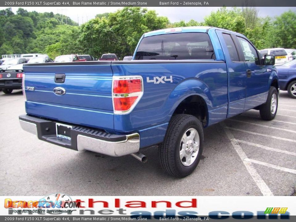 2009 Ford F150 XLT SuperCab 4x4 Blue Flame Metallic / Stone/Medium Stone Photo #4