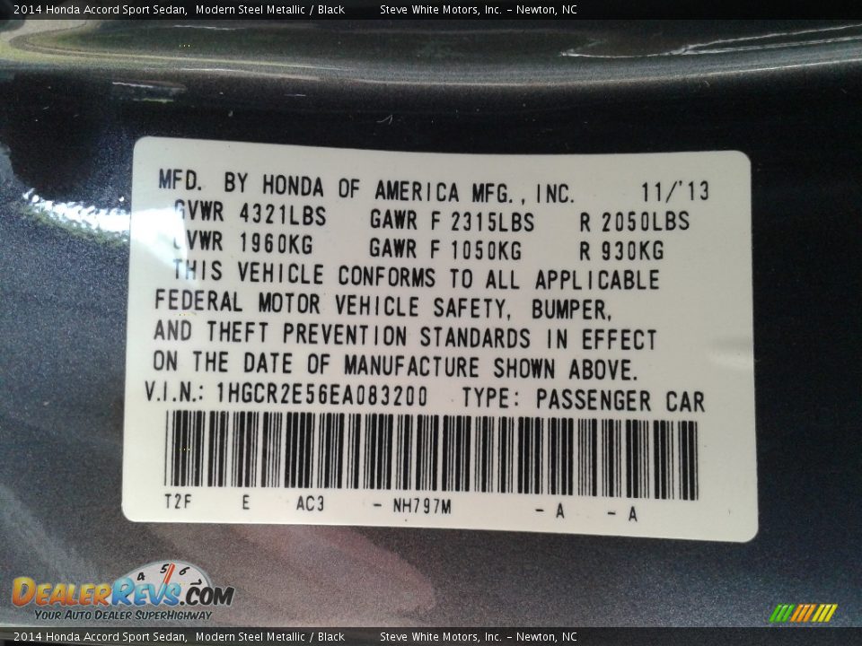 2014 Honda Accord Sport Sedan Modern Steel Metallic / Black Photo #28