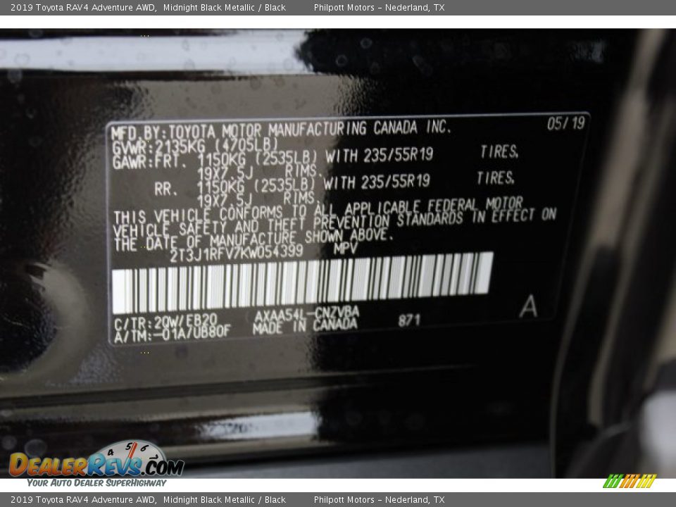 2019 Toyota RAV4 Adventure AWD Midnight Black Metallic / Black Photo #25