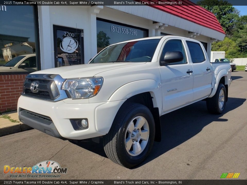 2015 Toyota Tacoma V6 Double Cab 4x4 Super White / Graphite Photo #2