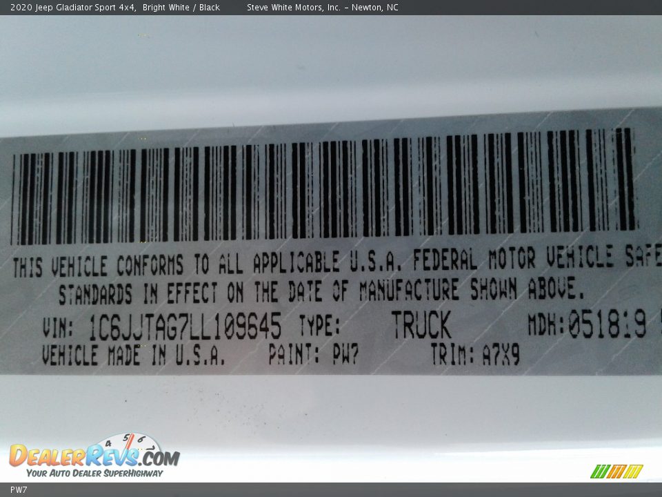 Jeep Color Code PW7 Bright White