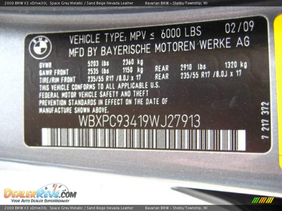 2009 BMW X3 xDrive30i Space Grey Metallic / Sand Beige Nevada Leather Photo #17