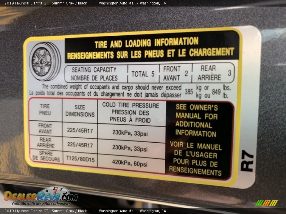 Info Tag of 2019 Hyundai Elantra GT  Photo #9